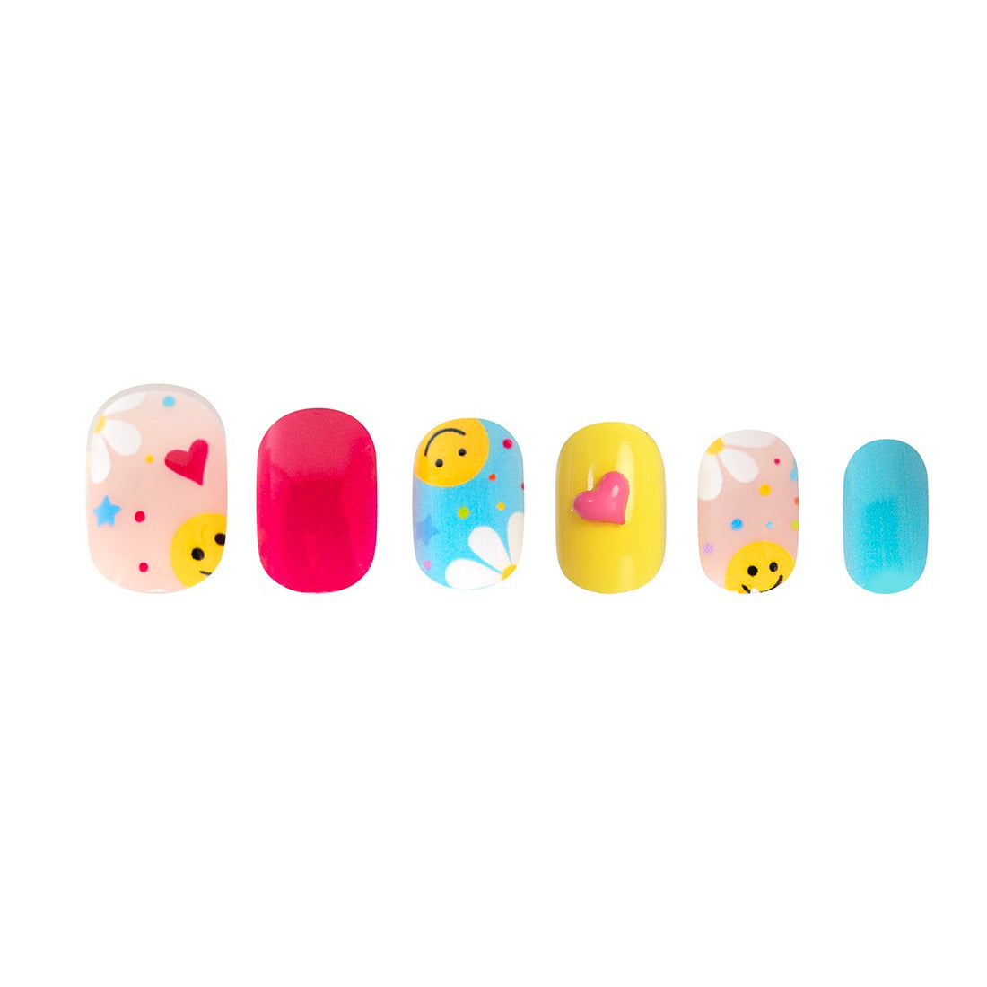 Mochi Latte Mini Pre-Glued Nails: Smiles and Flowers 65401