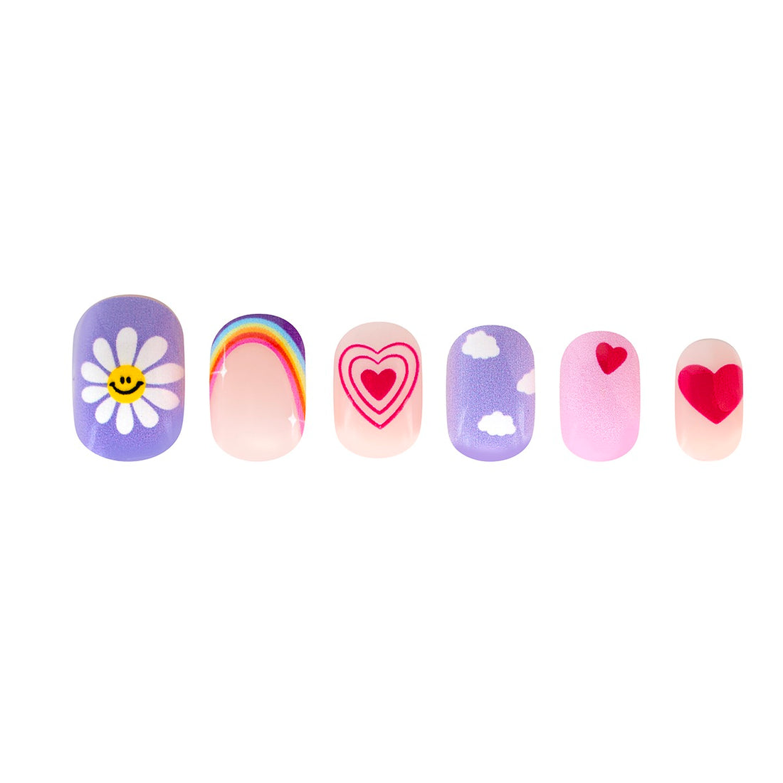 Mochi Latte Mini Pre-Glued Nails: Hearts and Flowers 65402