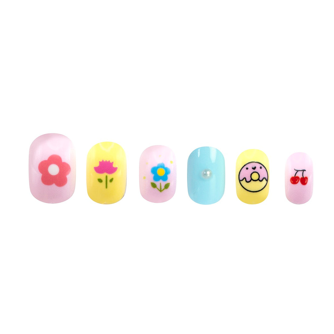 Mochi Latte Mini Pre-Glued Nails: Donuts and Flowers 65404