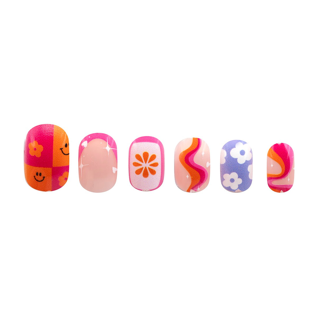 Mochi Latte Mini Pre-Glued Nails: Smiles and Vibes 65406
