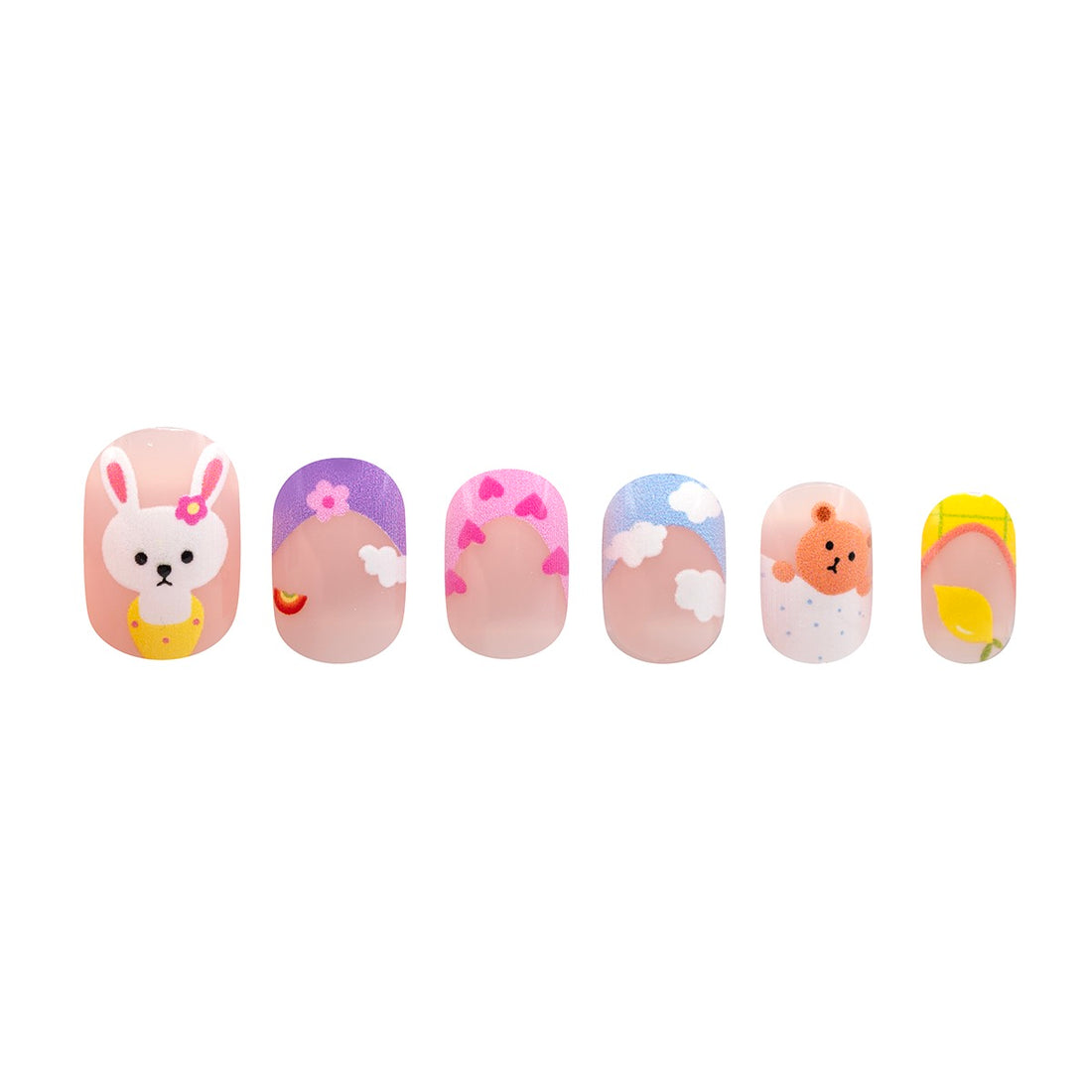 Mochi Latte Mini Pre-Glued Nails: Bunny and Bear 65407