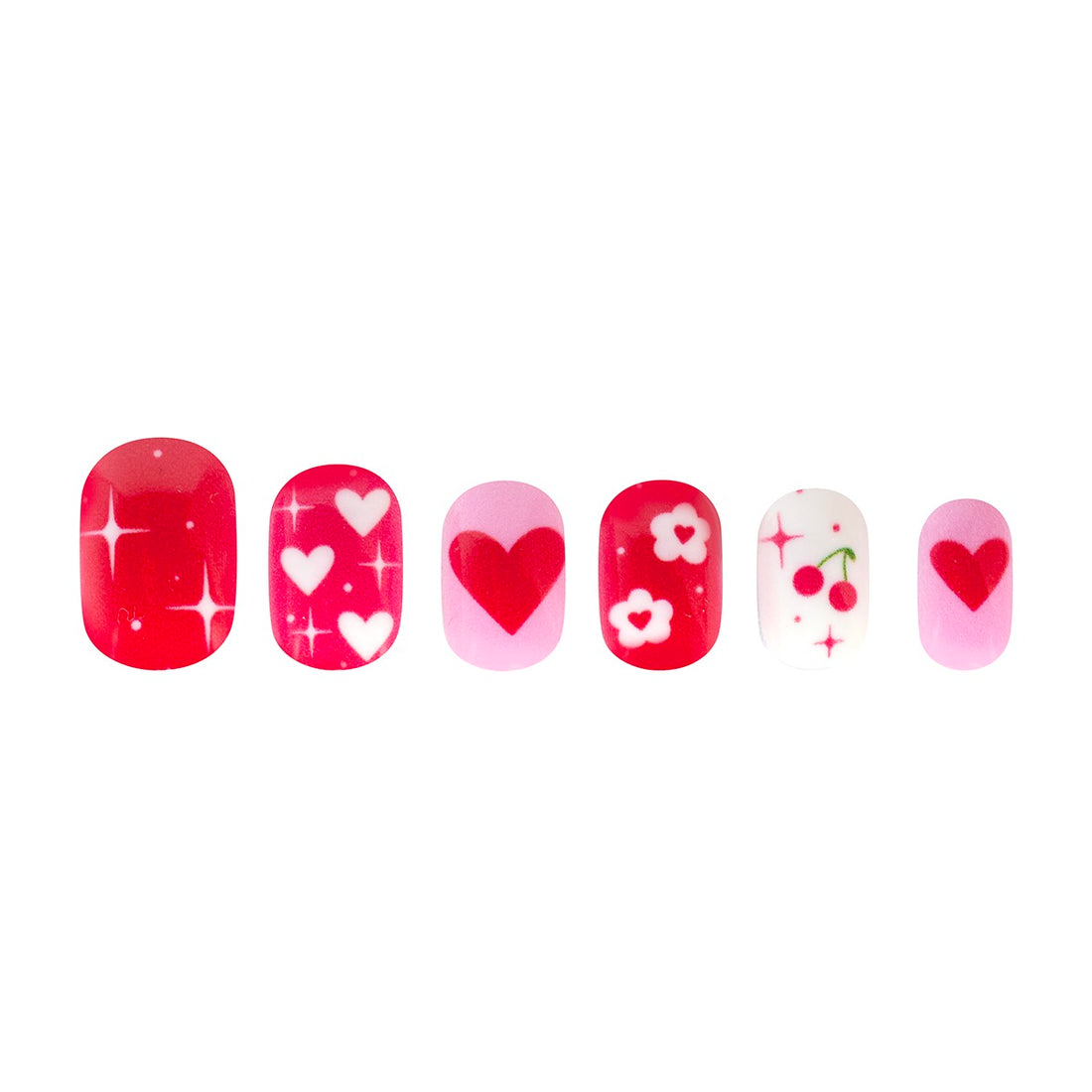 Mochi Latte Mini Pre-Glued Nails: Flowers and Hearts 65408