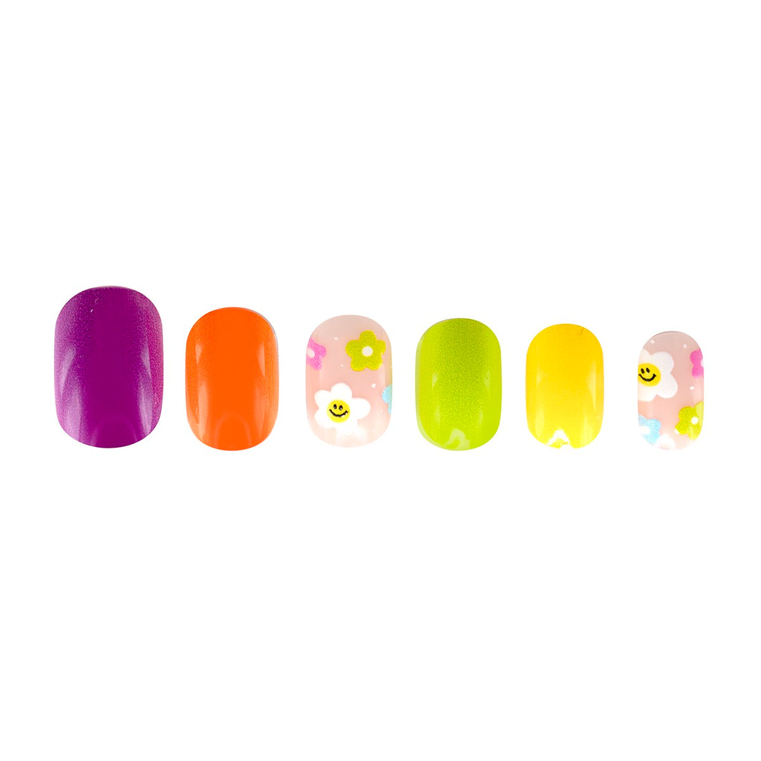Mochi Latte Mini Pre-Glued Nails: Flowers and Smiley 65410