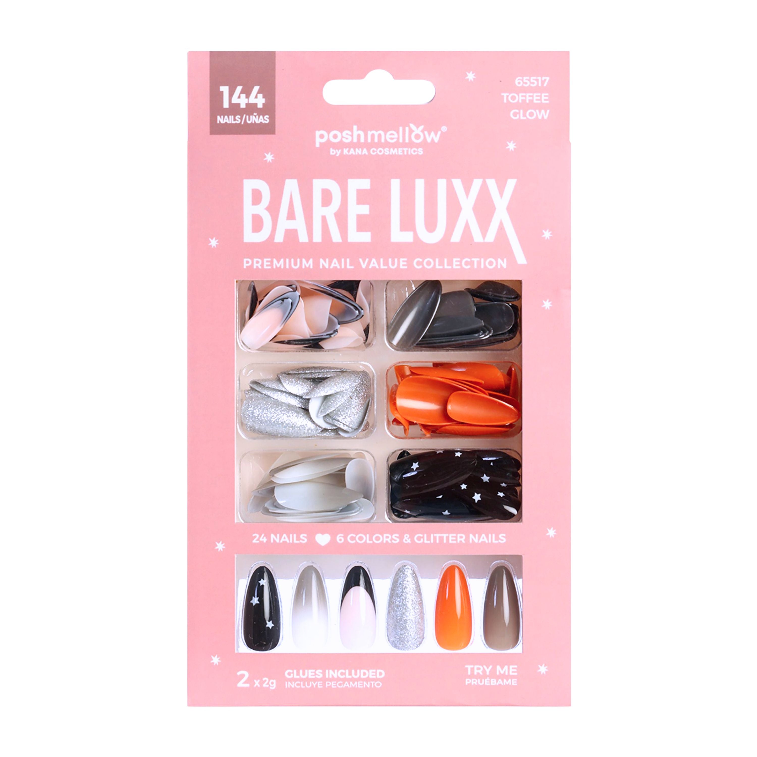 Bare Luxx - Toffee Glow (24 Nails x 6 Styles, 144 nails) 65517