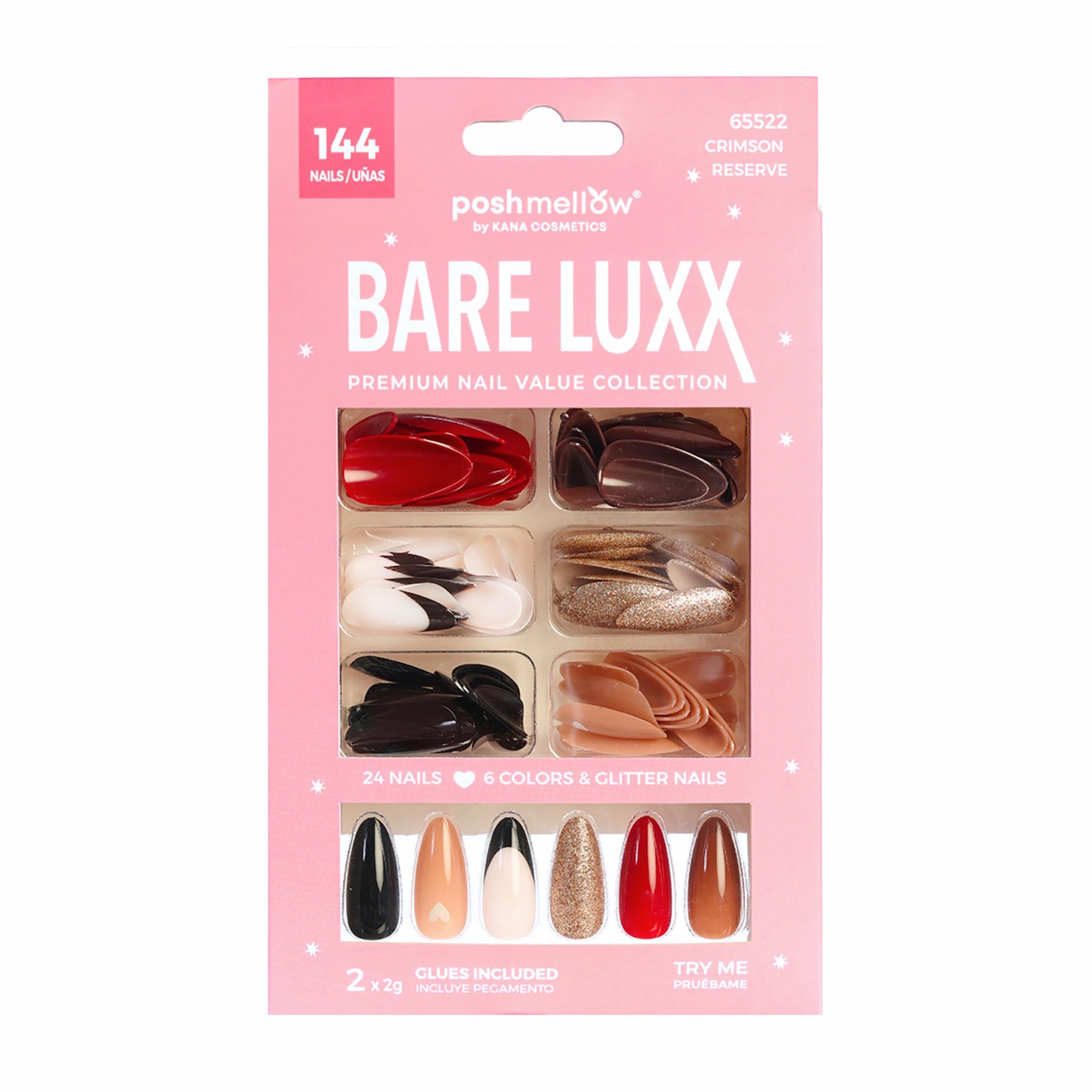 Bare Luxx - Crimson Reserve (24 Nails x 6 Styles, 144 nails) 65522