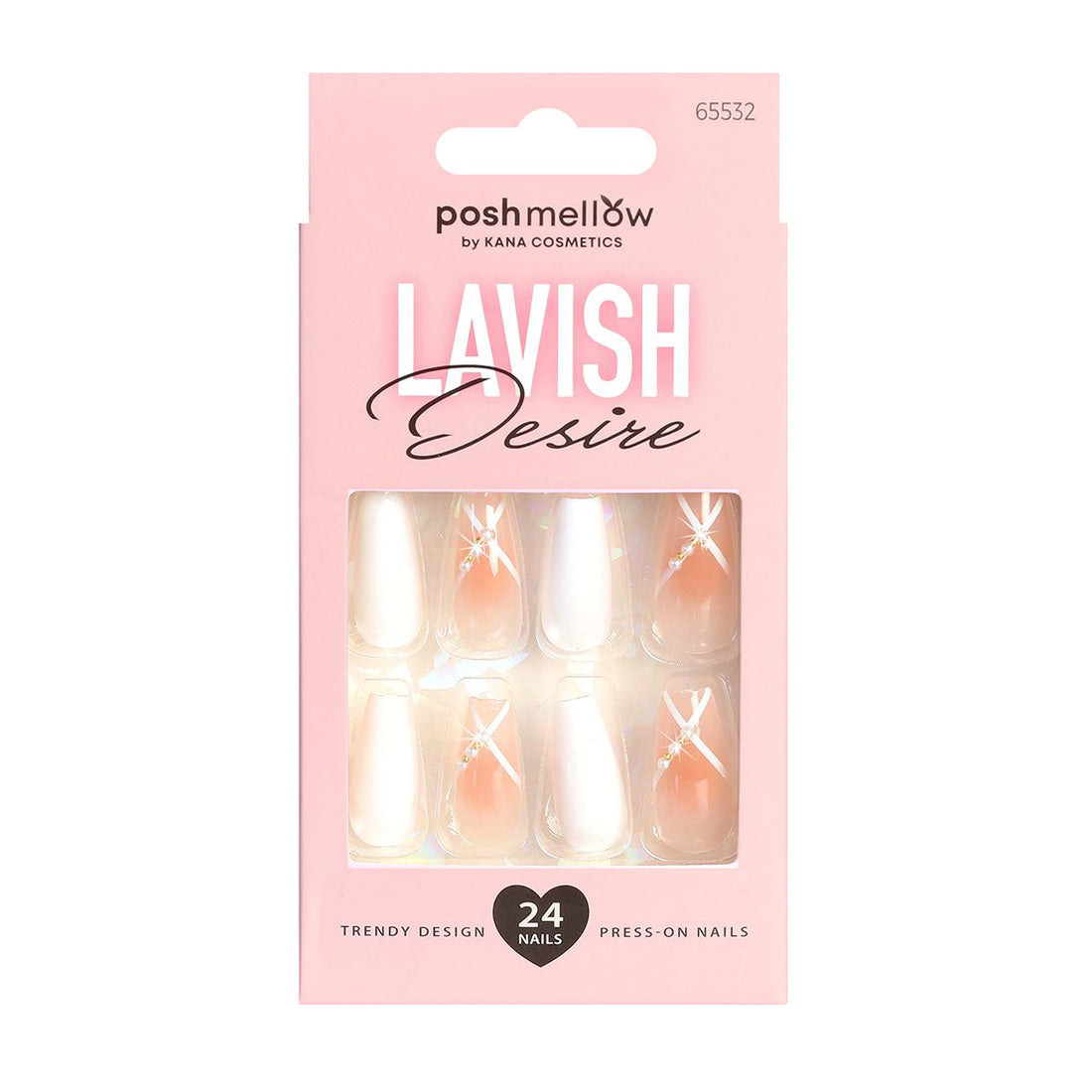 White Press On Nails with Glue - Coffin Shaped Nails by Poshmellow