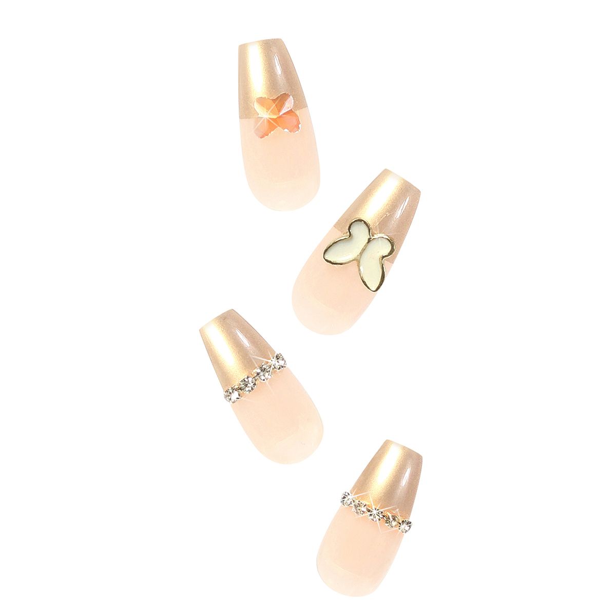 Pink Press On Nails with Glue - Coffin Shaped Nails by Poshmellow