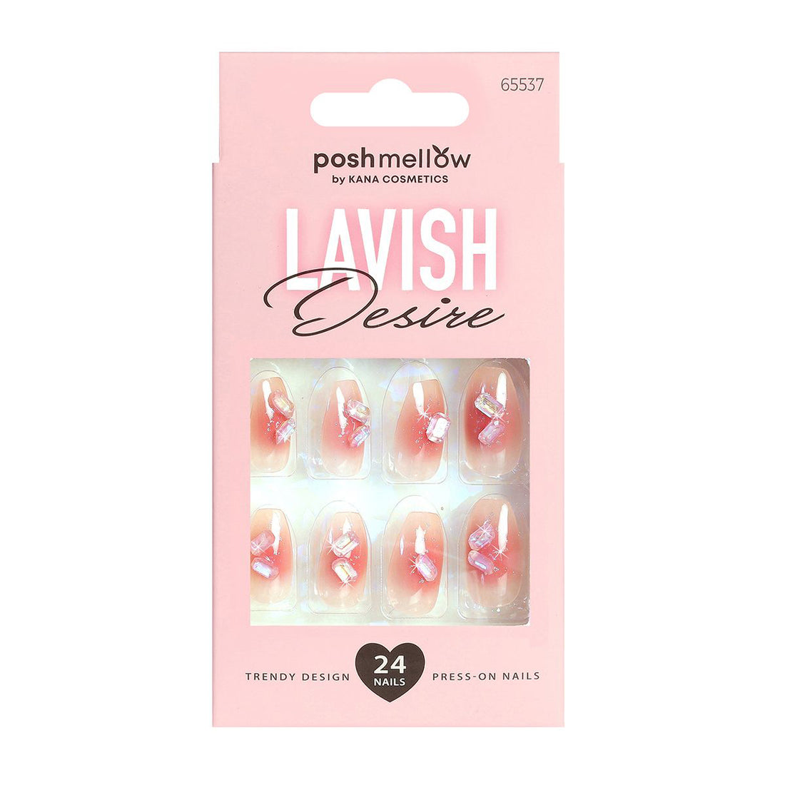 Pink Press On Nails with Glue - Coffin Shaped Nails by Poshmellow