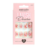 Pink Press On Nails with Glue - Coffin Shaped Nails by Poshmellow