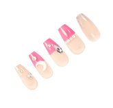 Pink Press On Nails with Glue - Coffin Shaped Nails by Poshmellow