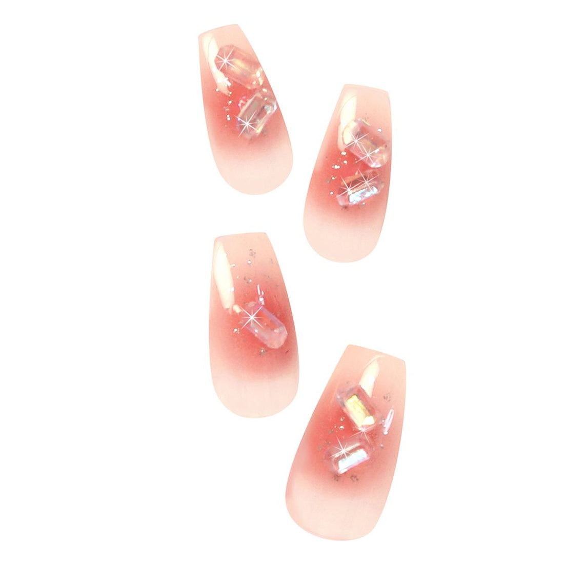 Pink Press On Nails with Glue - Coffin Shaped Nails by Poshmellow