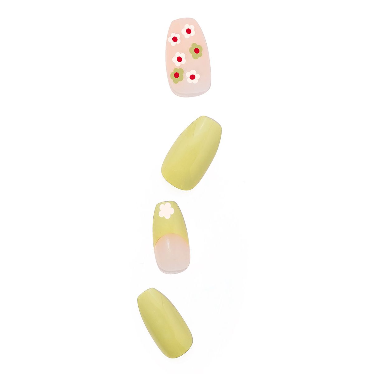 Yellow Press On Nails with Glue - Nails with Flowers by Poshmellow