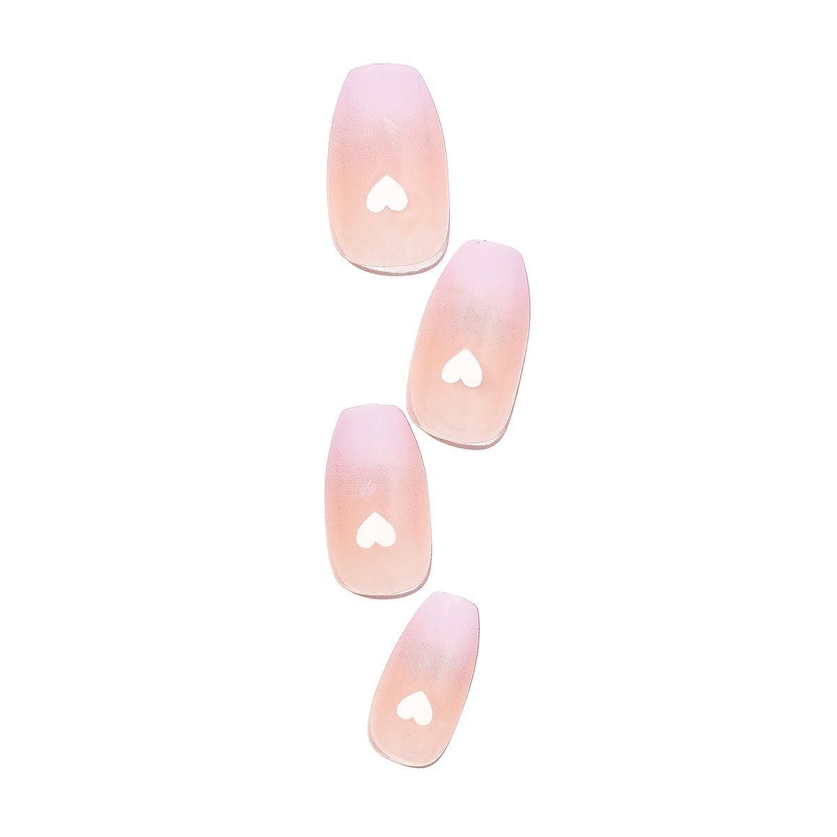 Pink Press On Nails with Glue - Nails with Hearts by Poshmellow