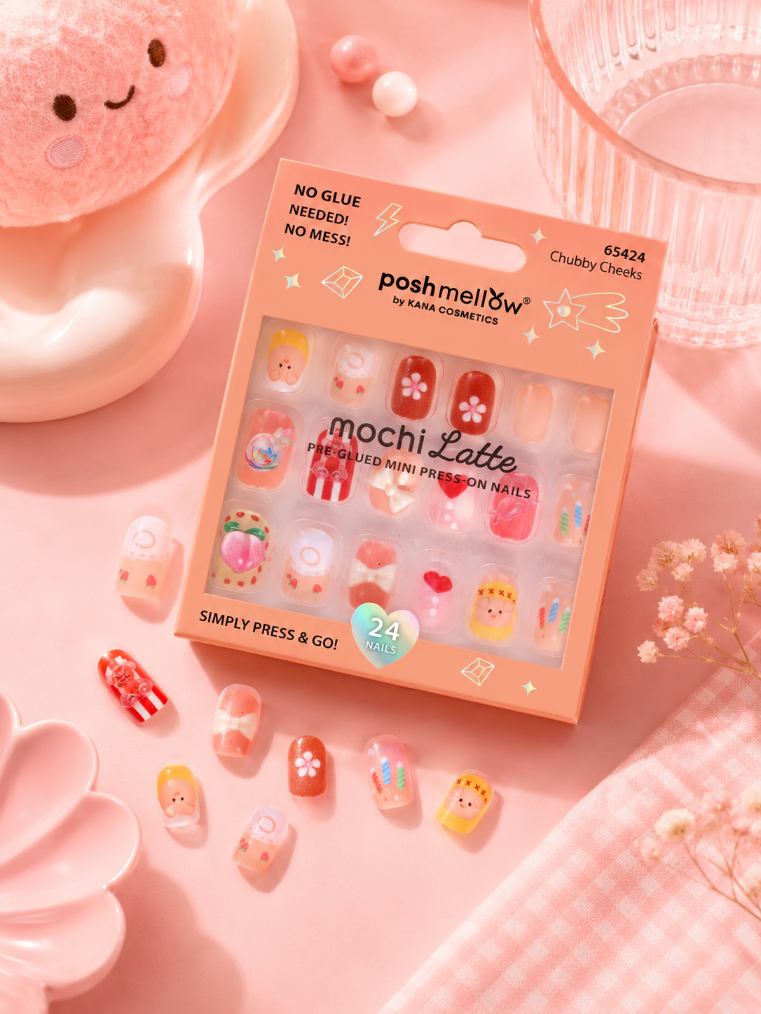 Mochi Latte Mini Pre-Glued Nails:Chubby Cheeks 65424