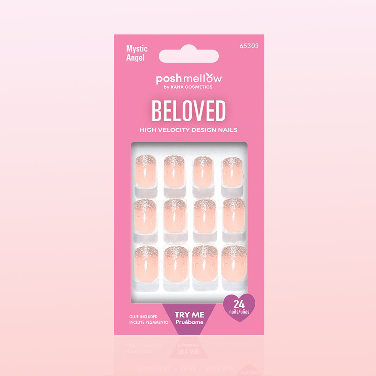 Pink Press On Nails with Glue - Short Oval Nails with French Tips by Poshmellow