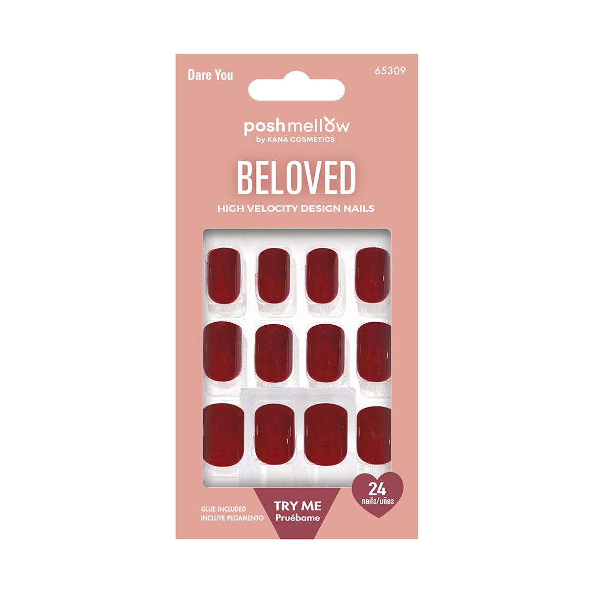Red Press On Nails with Glue - Short Square Nails by Poshmellow