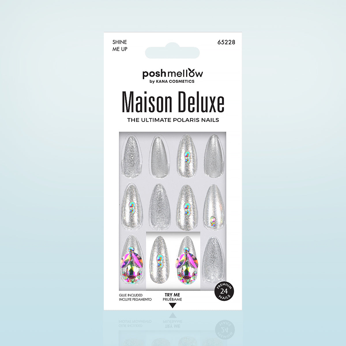 Silver Press On Nails with Glue