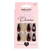 Red Press On Nails with Glue - Coffin Shaped Nails by Poshmellow