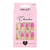 Pink Press On Nails with Glue - Coffin Shaped Nails by Poshmellow
