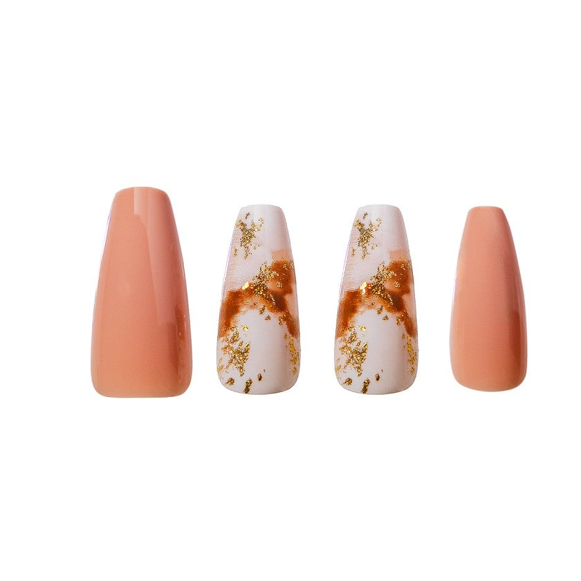 Pink Press On Nails with Glue Coffin Shaped Nails - Poshmellow