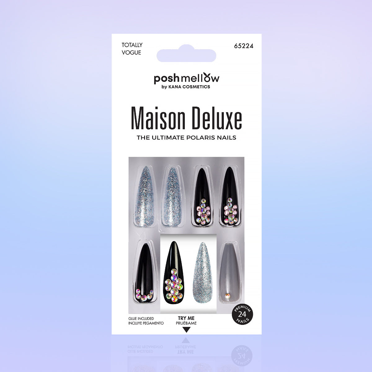 Black Press On Nails with Glue
