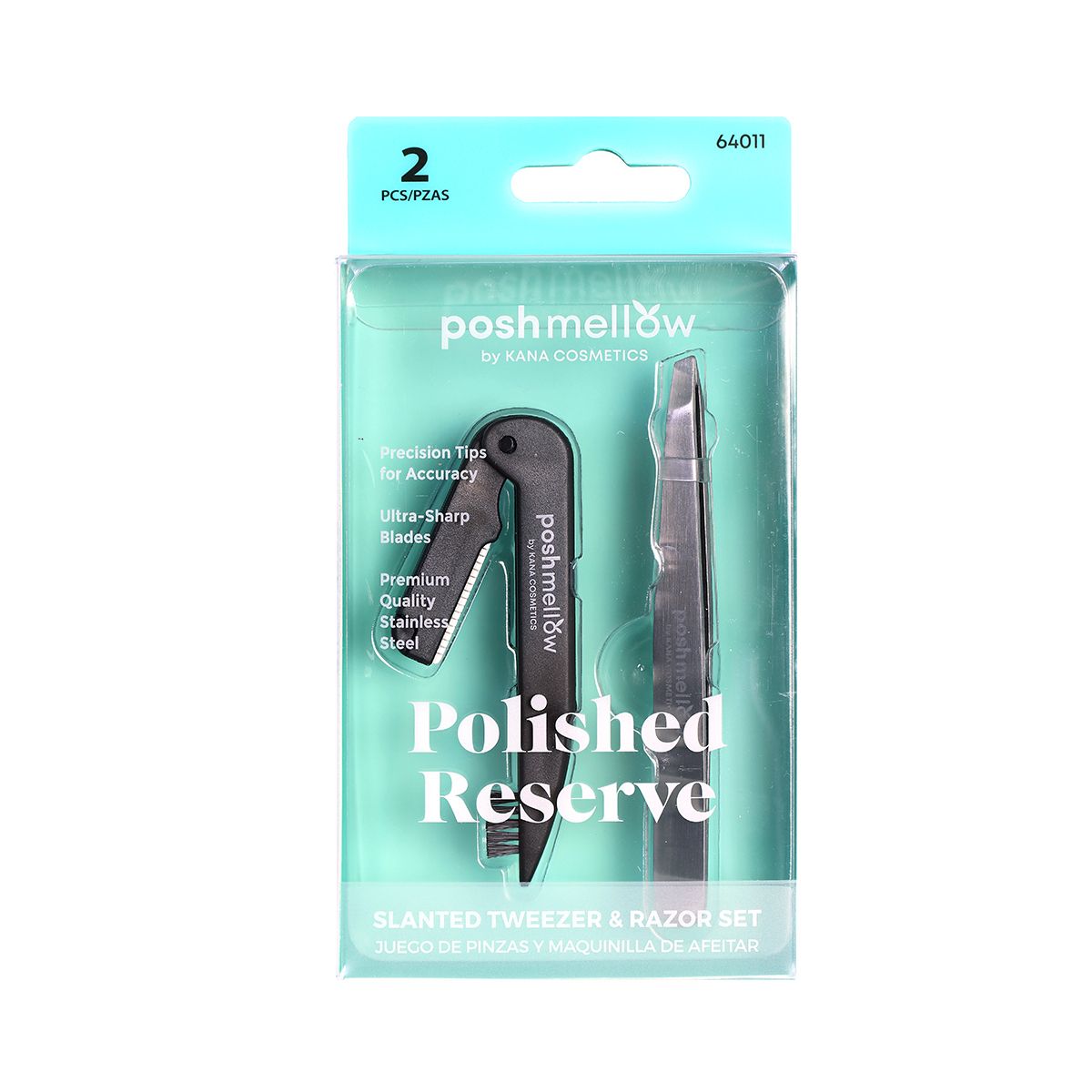 64011 Polished Reserve: Slanted Tweezer & Razor Set