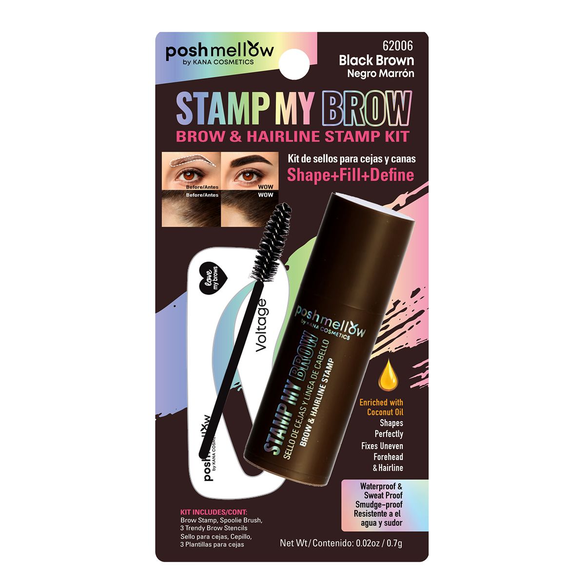 Brow Stencil Kit - Black Brown by Poshmellow