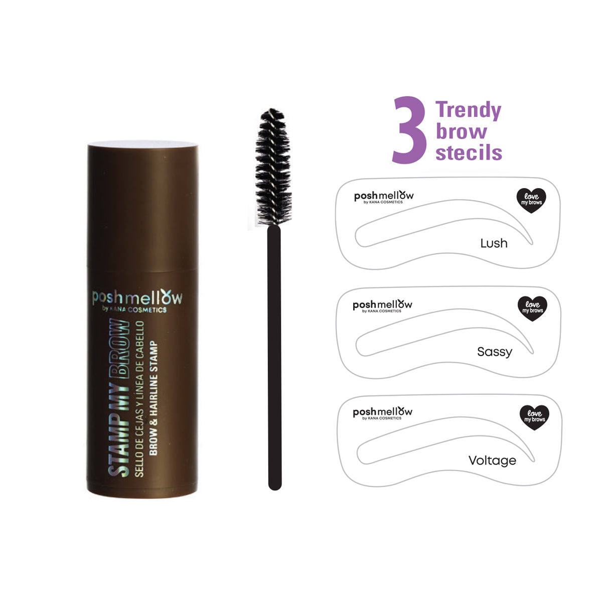 Brow Stencil Kit - Black Brown by Poshmellow