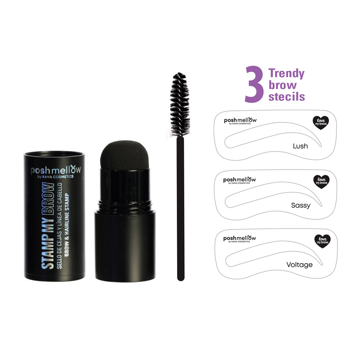 Brow Stencil Kit - Soft Black by Poshmellow
