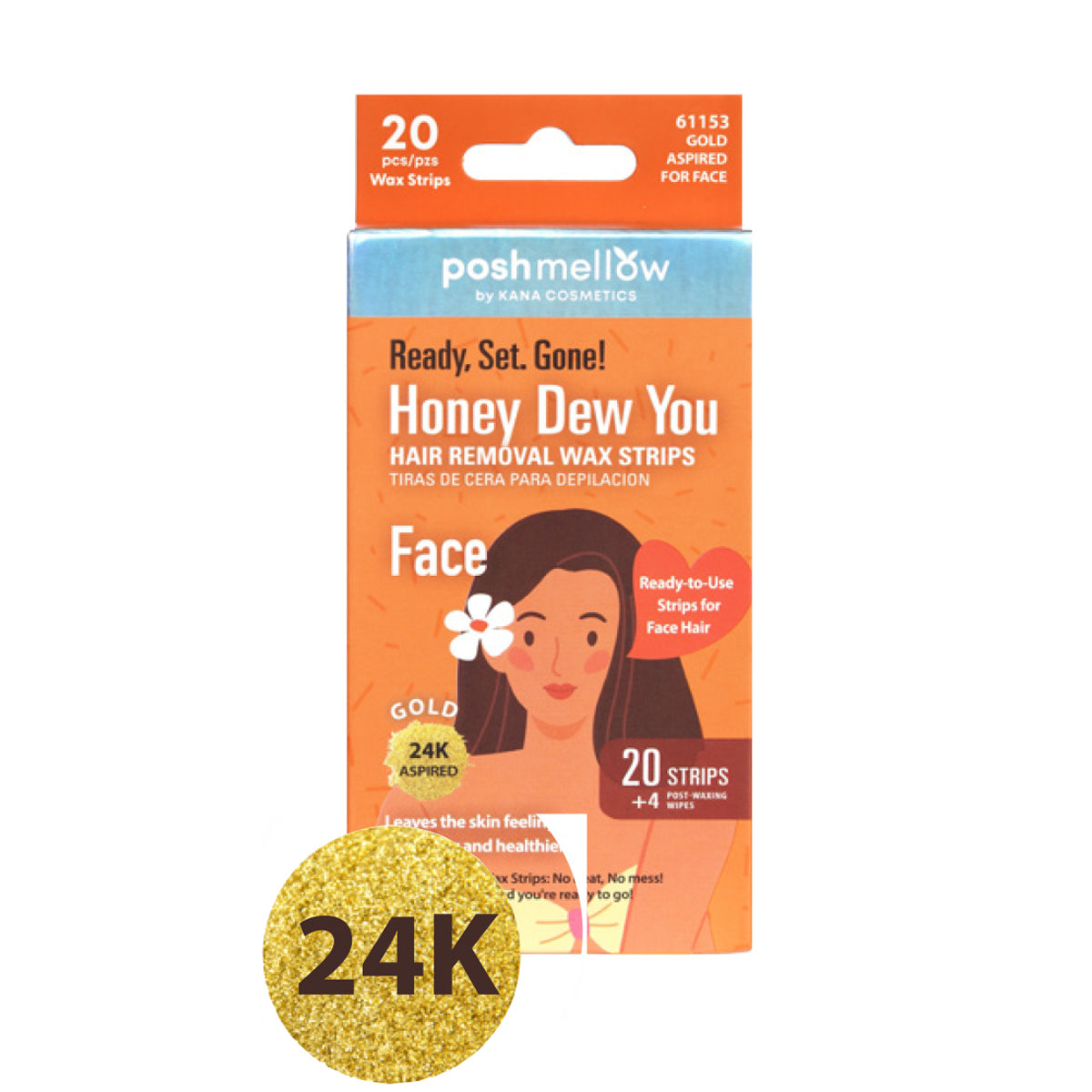 Hair Removal Wax Strip Kit - Face: Soothing 24K Gold