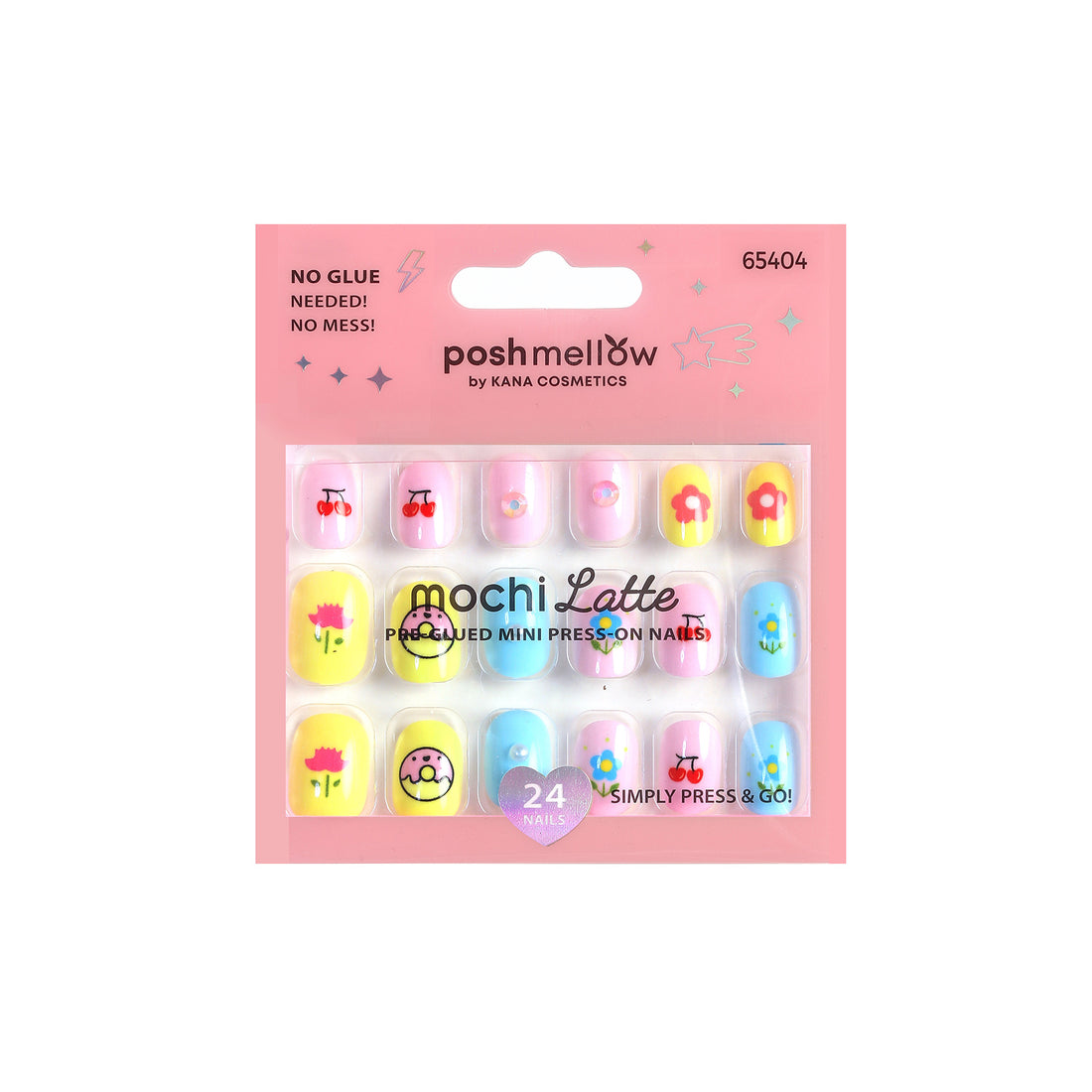Mochi Latte Mini Pre-Glued Nails: Donuts and Flowers 65404
