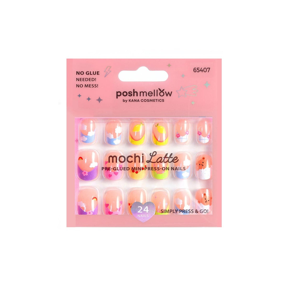 Mochi Latte Mini Pre-Glued Nails: Bunny and Bear 65407