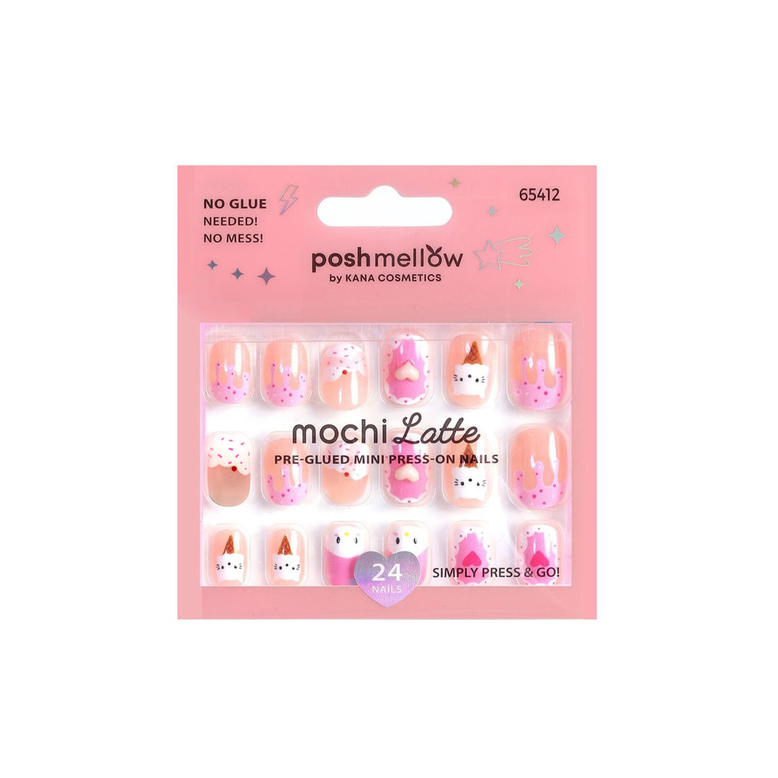 Mocchi Latte Mini Pre-Glued Nails: Hearts and Treats 412