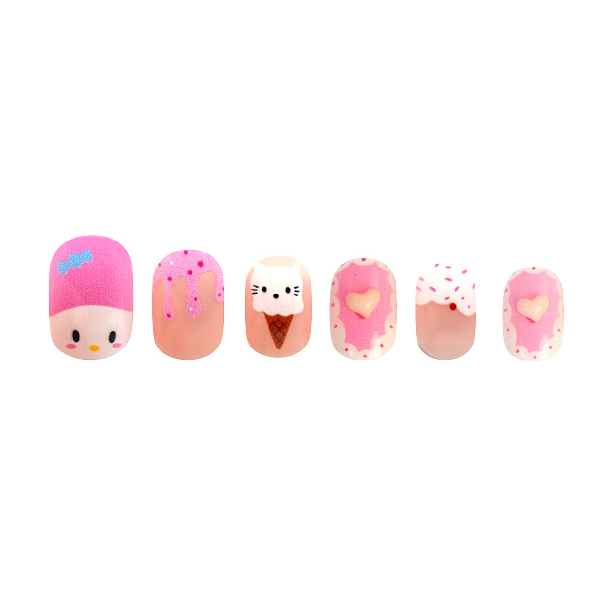 Mocchi Latte Mini Pre-Glued Nails: Hearts and Treats 412