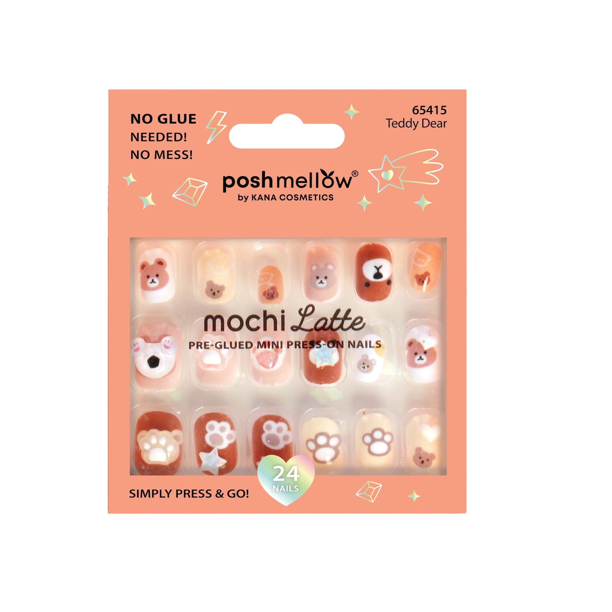 Mochi Latte Mini Pre-Glued Nails: Teddy Dear 65415