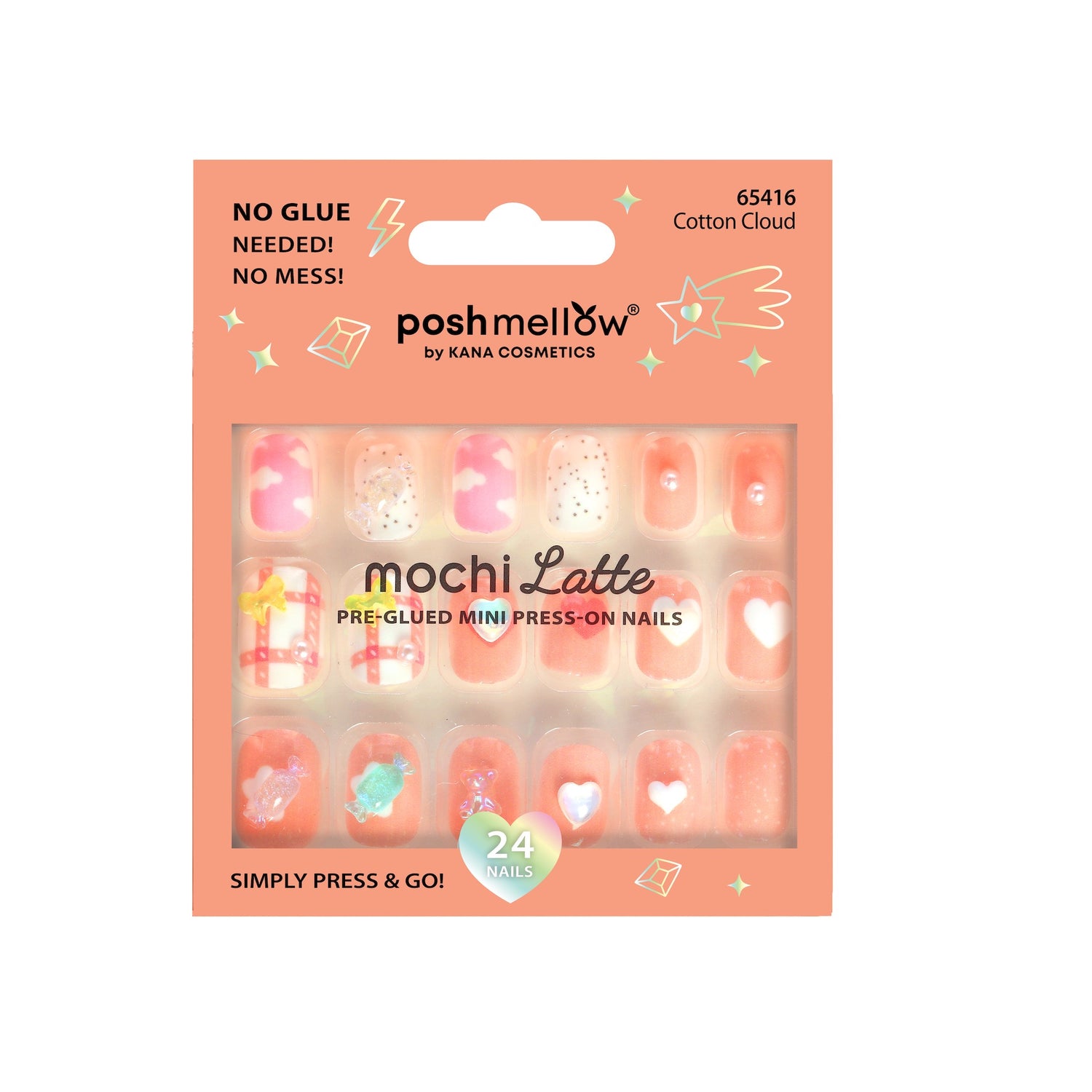 Mochi Latte Mini Pre-Glued Nails: Cotton Cloud 65416