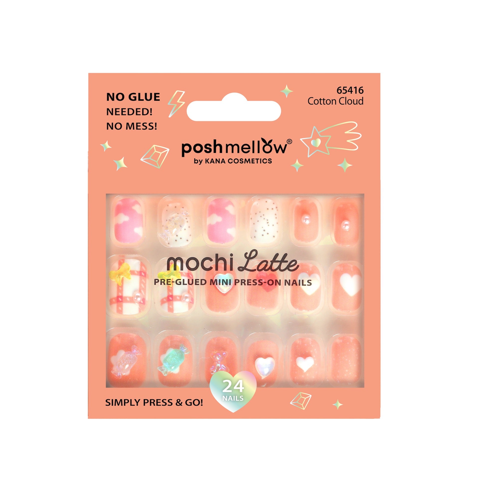 Mochi Latte Mini Pre-Glued Nails: Cotton Cloud 65416