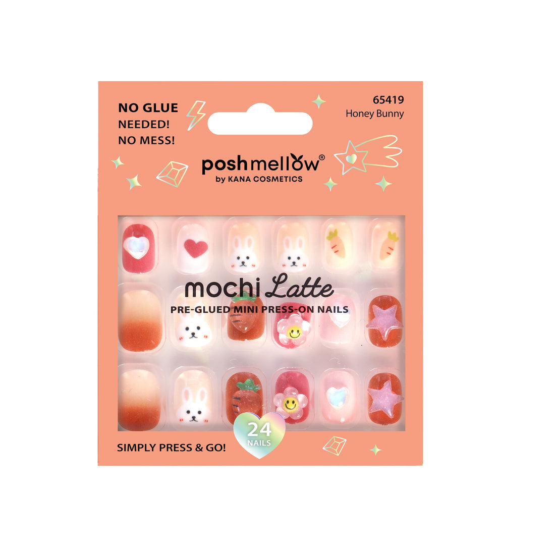 Mochi Latte Mini Pre-Glued Nails: Honey Bunny 65419