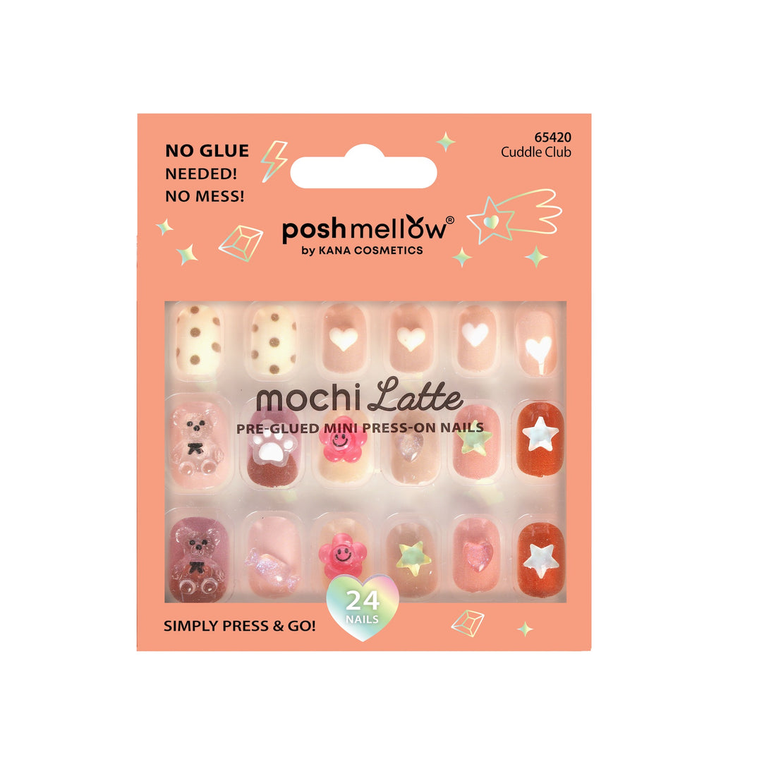 Mochi Latte Mini Pre-Glued Nails: Cuddle Club 65420