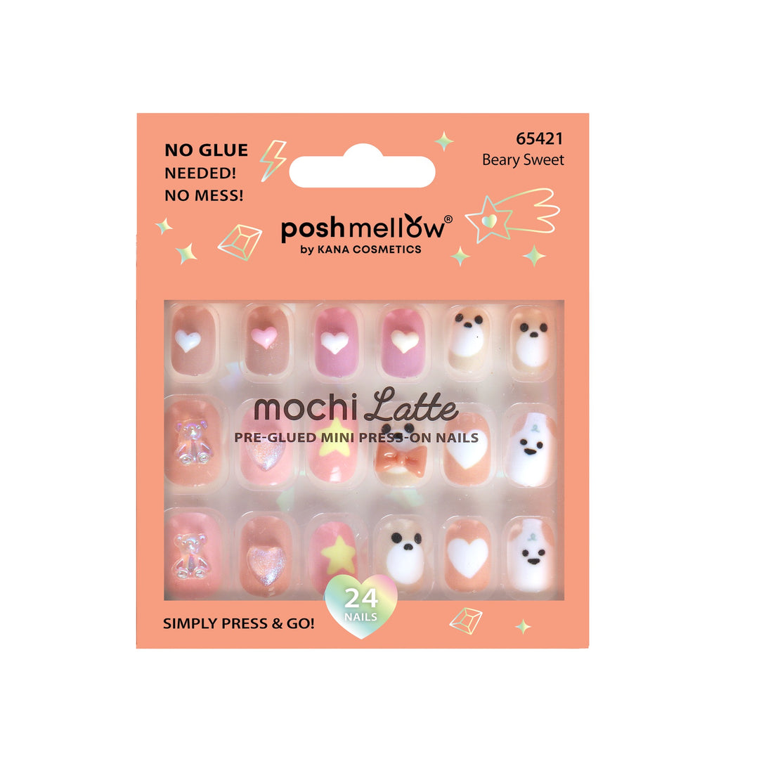 Mochi Latte Mini Pre-Glued Nails: Beary Sweet 65421
