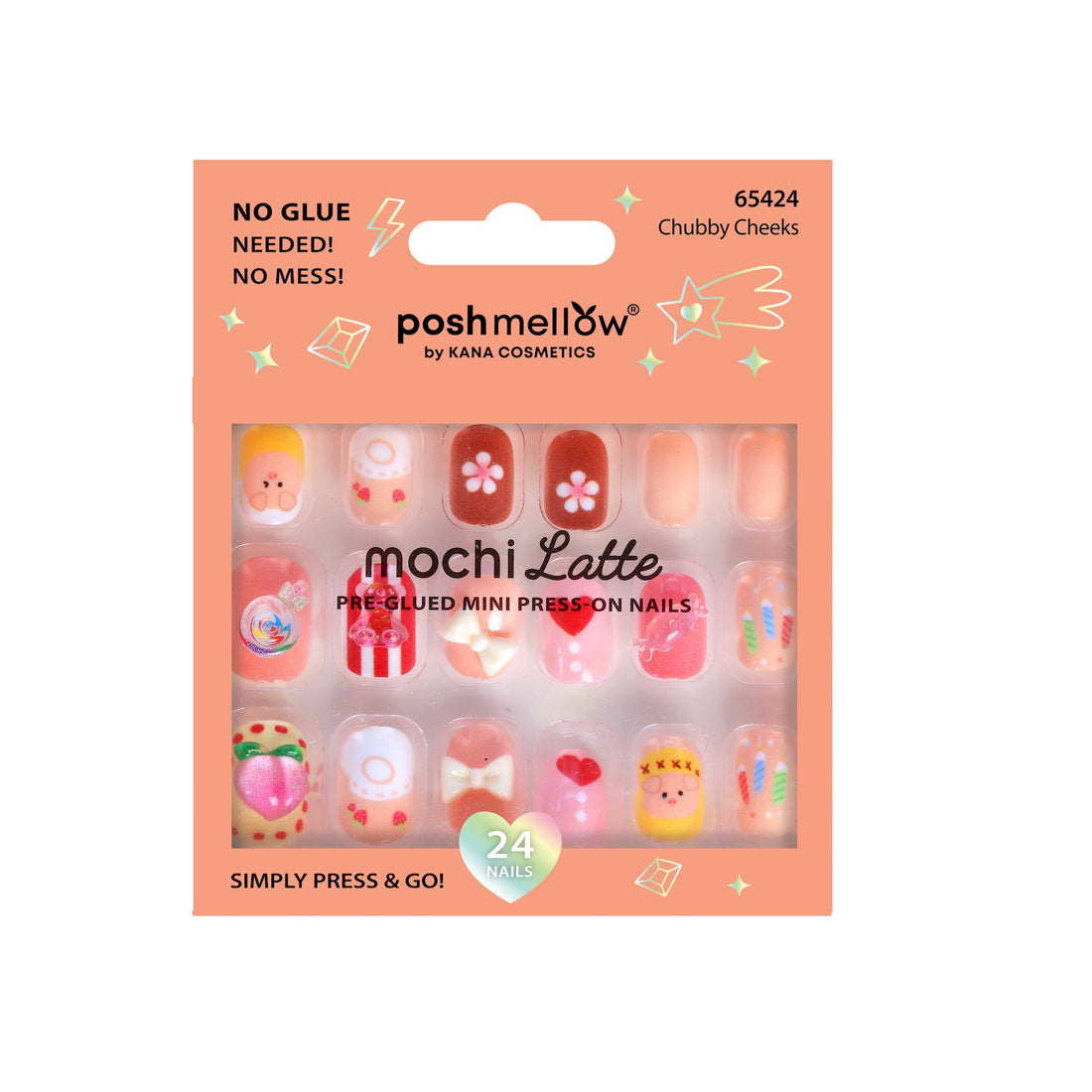 Mochi Latte Mini Pre-Glued Nails:Chubby Cheeks 65424