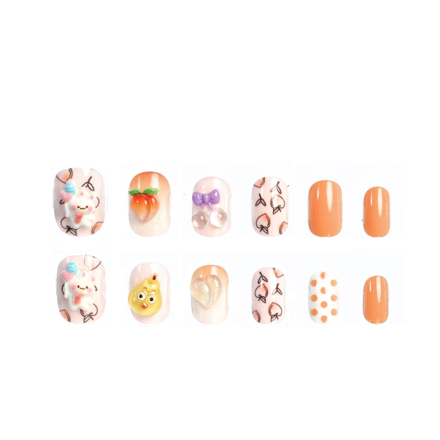 CocoPop Mini Pre-Glued Nails: Peach Clouds 65434