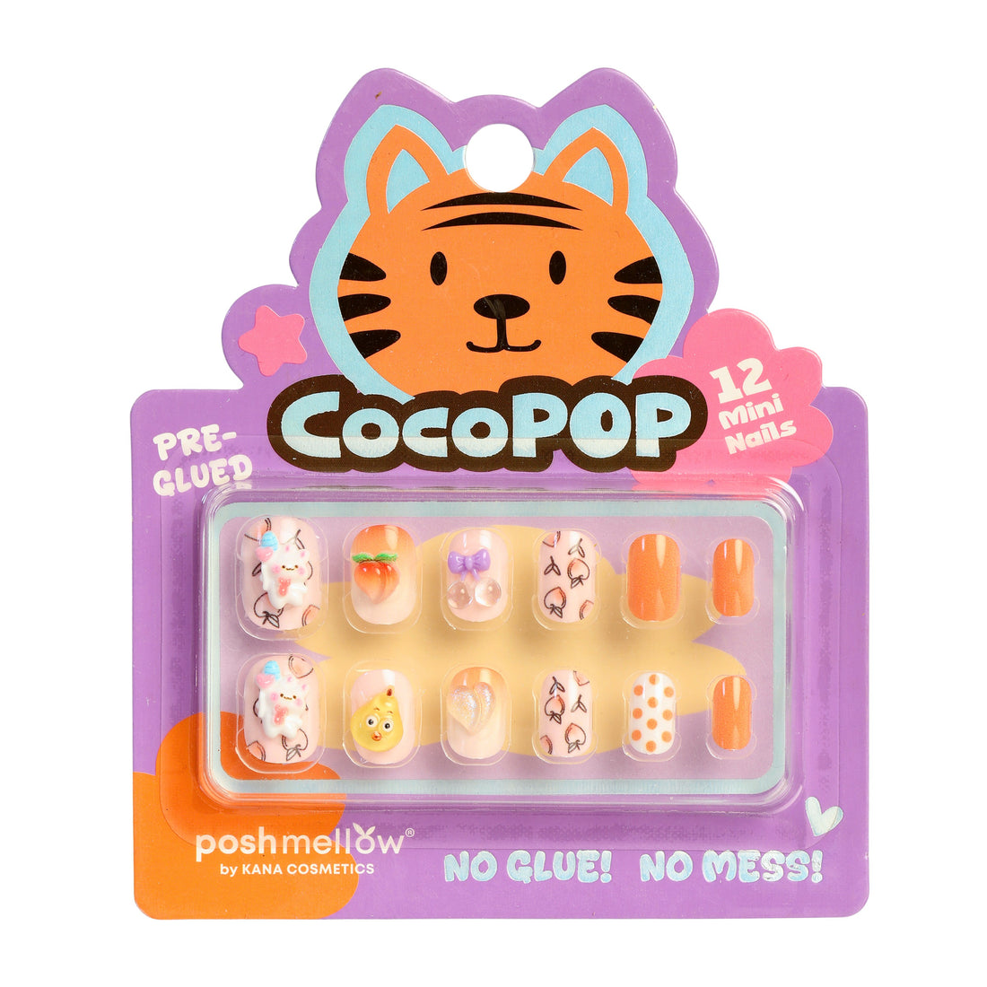 CocoPop Mini Pre-Glued Nails: Peach Clouds 65434