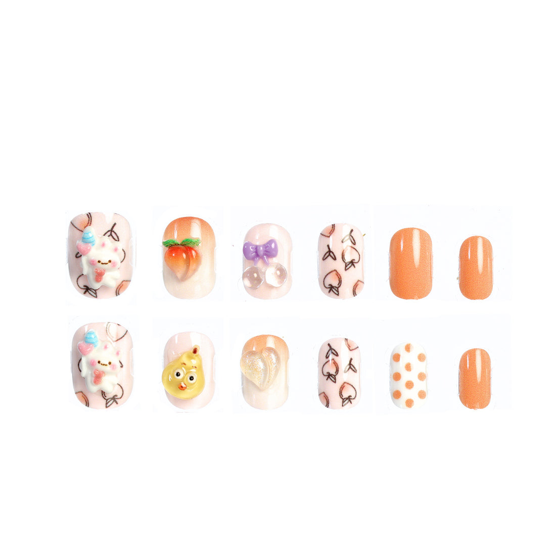 CocoPop Mini Pre-Glued Nails: Peach Clouds 65434
