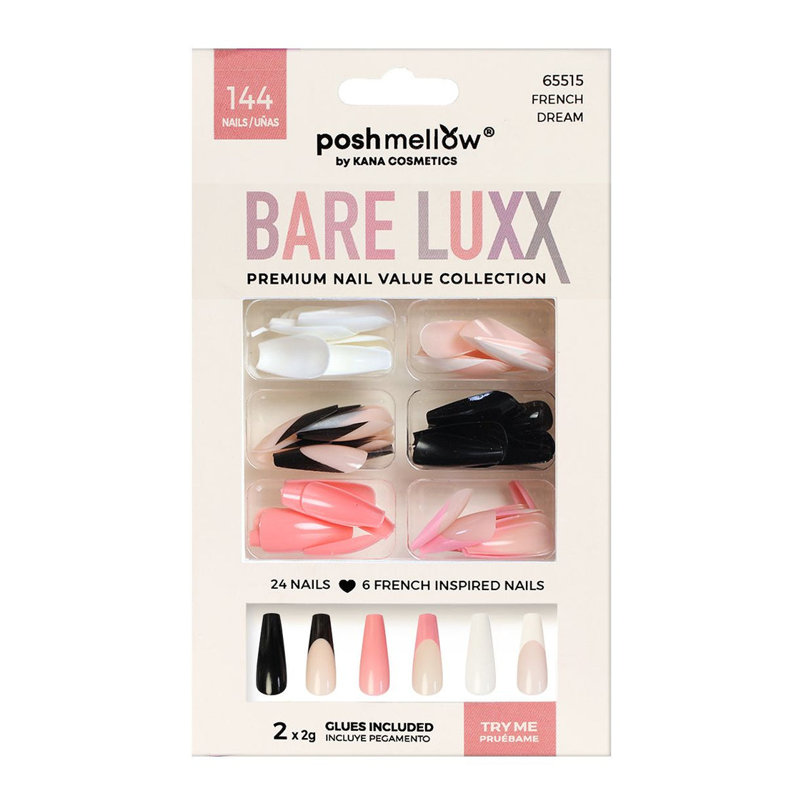 Bare Luxx - French Dream (24 Nails x 6 Styles, 144 nails)