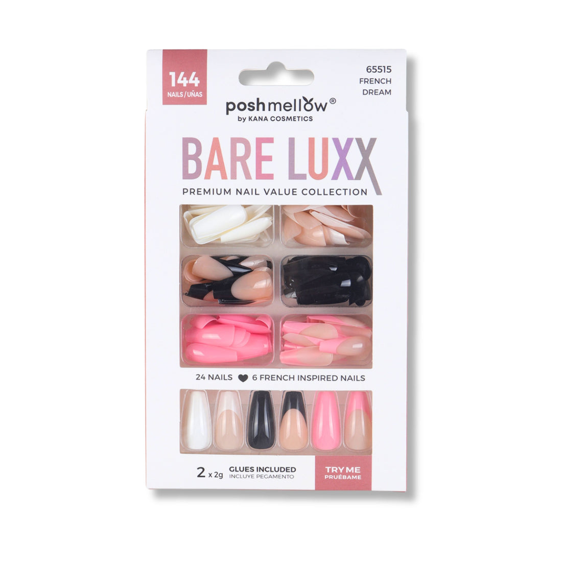 Bare Luxx - French Dream (24 Nails x 6 Styles, 144 nails) 65515