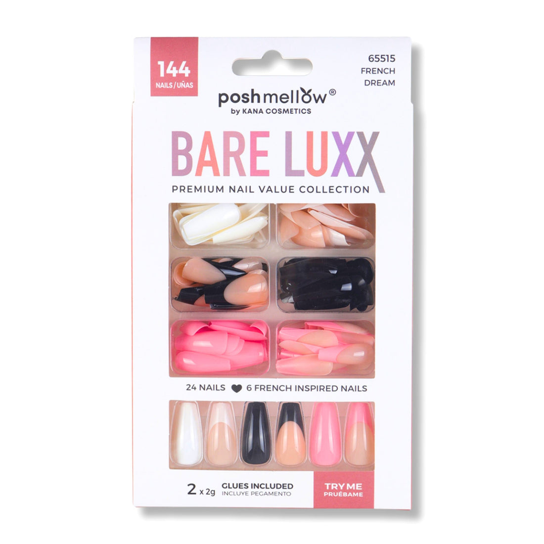 Bare Luxx - French Dream (24 Nails x 6 Styles, 144 nails) 65515