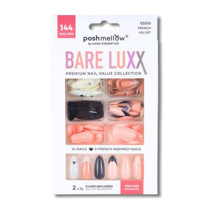 Bare Luxx - French Velvet (24 Nails x 6 Styles, 144 nails) 65516