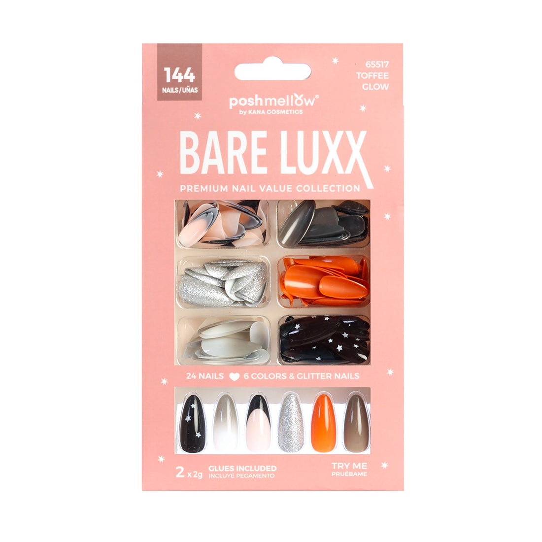 Bare Luxx - Toffee Glow (24 Nails x 6 Styles, 144 nails) 65517