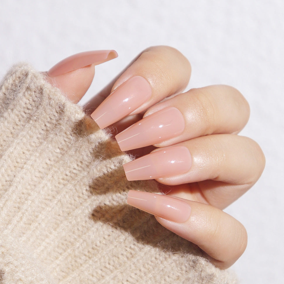 Press On Nails with Glue - Long Coffin Shape Nails by Poshmellow